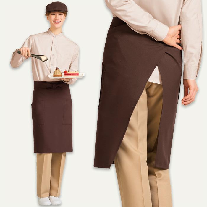 【飲食店販売店制服】腰下ミドル丈エプロン6色【兼用】細菌を抑えこむ!制菌加工　色
