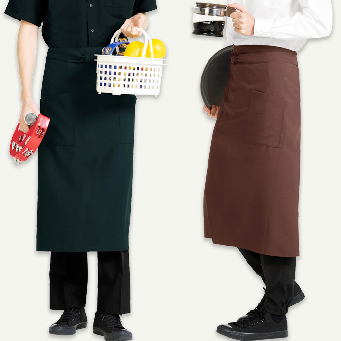 【飲食店販売店制服】腰下ミドル丈エプロン6色【兼用】細菌を抑えこむ!制菌加工　色