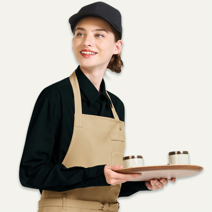 【飲食店販売店制服】レギュラーカラー長袖シャツ　【3色】兼用　定番 シンプル リーズナブル　　色