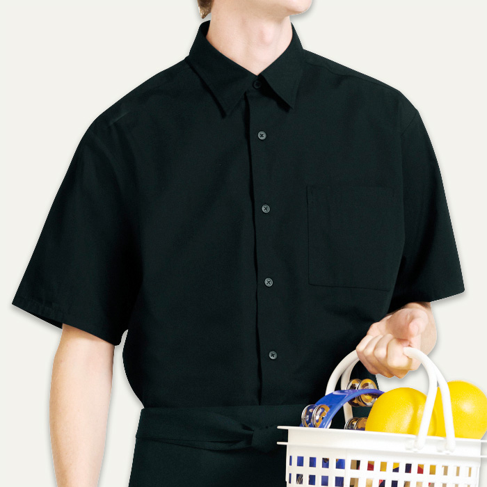 【飲食店販売店制服】レギュラーカラー半袖シャツ　【3色】兼用　定番 シンプル リーズナブル　　色