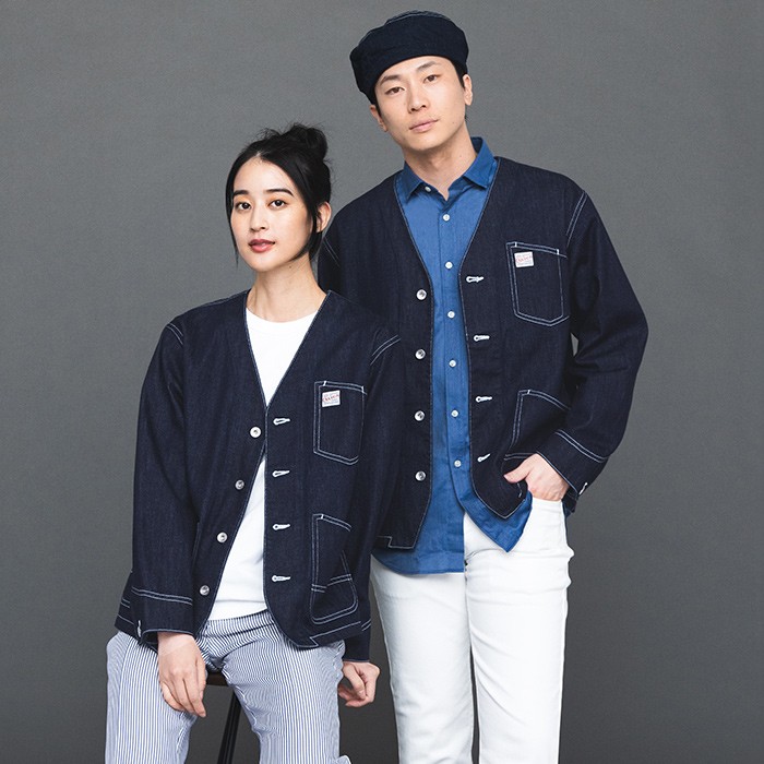 【飲食店販売店制服】国産ジャパンデニムCANTON（キャントン）ジャケット【兼用】　モデル