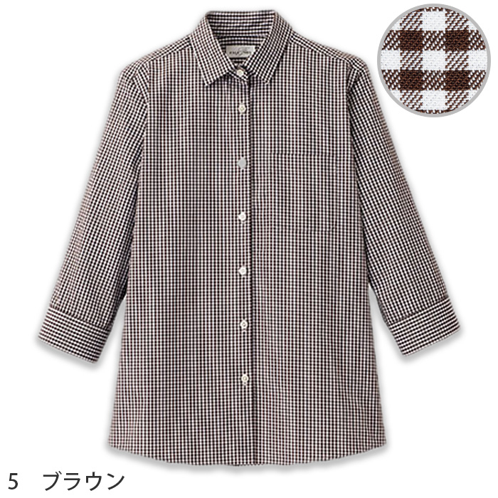 カジュアルシャツ(七分袖) 女性用 チェック柄　色画像