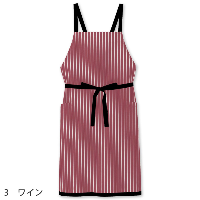 ストライプ柄胸当エプロン　色画像