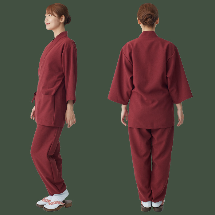 【飲食店販売店制服】軽い・すぐ乾く・縮まない 和ジンベイ上衣【兼用】日本製 サラッとした肌ざわり アイロンいらず　モデル