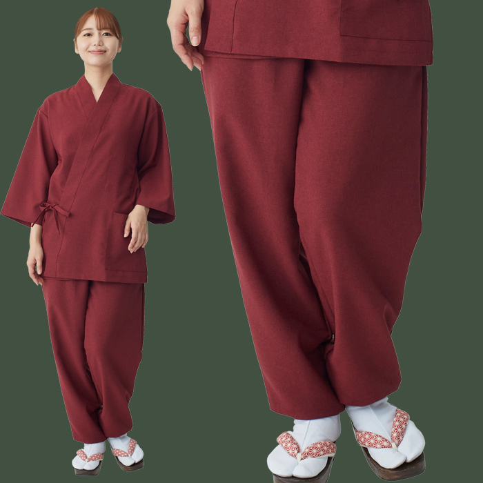 【飲食店販売店制服】軽い・すぐ乾く・縮まない 和ジンベイパンツ【兼用】日本製 サラッとした肌ざわり アイロンいらず　モデル