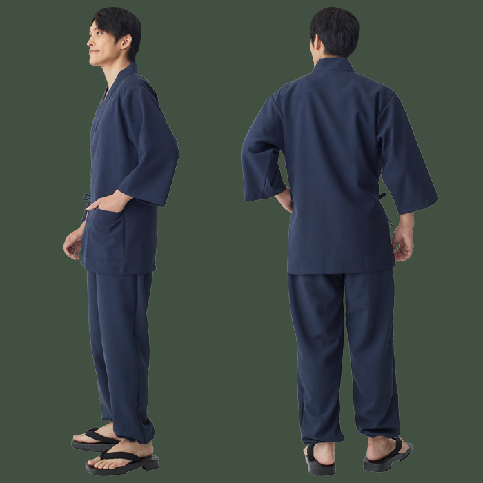 【飲食店販売店制服】軽い・すぐ乾く・縮まない 和ジンベイパンツ【兼用】日本製 サラッとした肌ざわり アイロンいらず　モデル