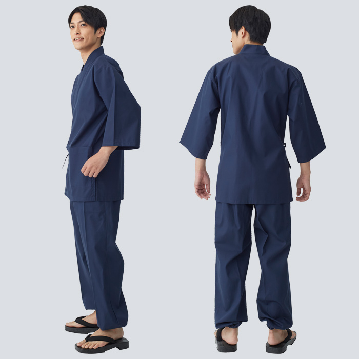 【飲食店販売店制服】綿の爽やかな風合い 寂光ジンベイ上衣【兼用】日本製 抗菌防臭・制電加工 1年中快適な着心地　モデル