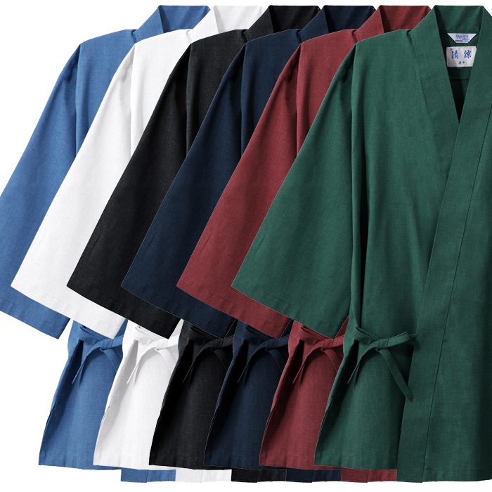 【飲食店販売店制服】さらっと清涼シャリ感 和ジンベイ上衣【兼用】日本製 汗をかく夏場でも通気性・抗菌防臭効果で快適　スペック