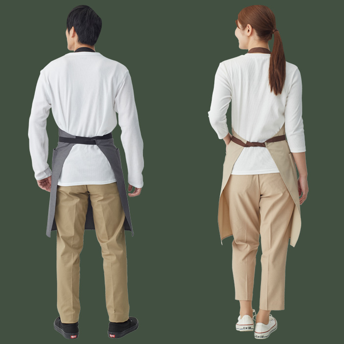 【飲食店販売店制服】バイカラー首掛けエプロン4色　純国産で軽くて疲れない　綿ポリ撥水制電機能付　モデル