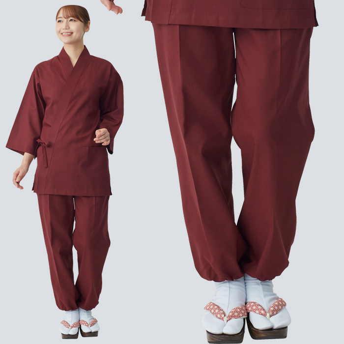 【飲食店販売店制服】さらっと清涼シャリ感 和ジンベイパンツ【兼用】日本製 汗をかく夏場でも通気性・抗菌防臭効果で快適　モデル