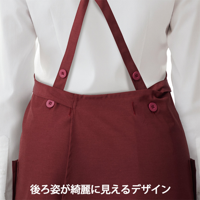 【飲食店販売店制服】後ろ姿キレイ　タスキエプロン6色【女性用】純国産で軽くて疲れない　綿ポリ撥水制電機能付　スペック
