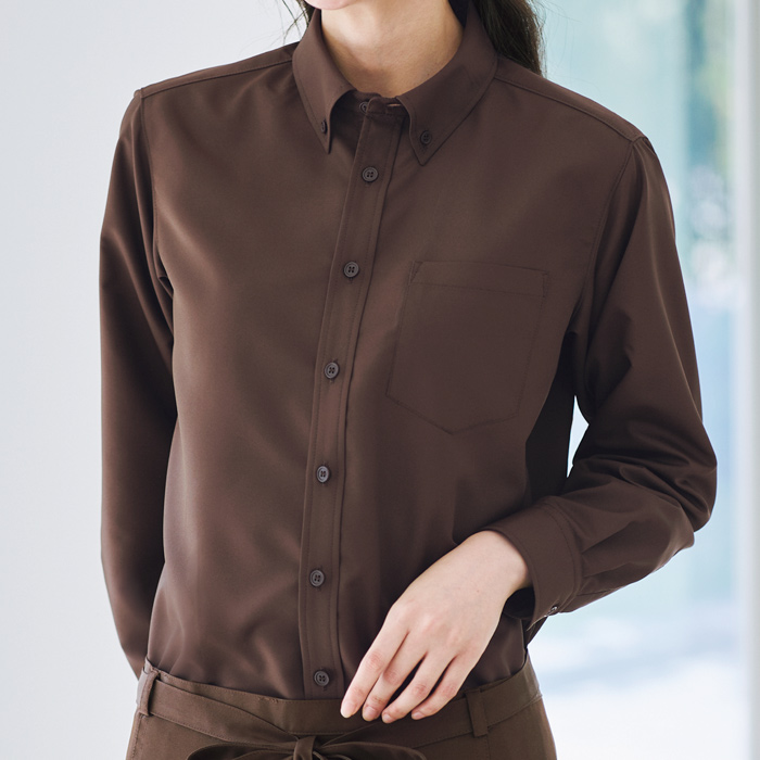 長袖ボタンダウンシャツ5色【兼用】ポリ100%軽い涼しいシワになりにくい　スペック