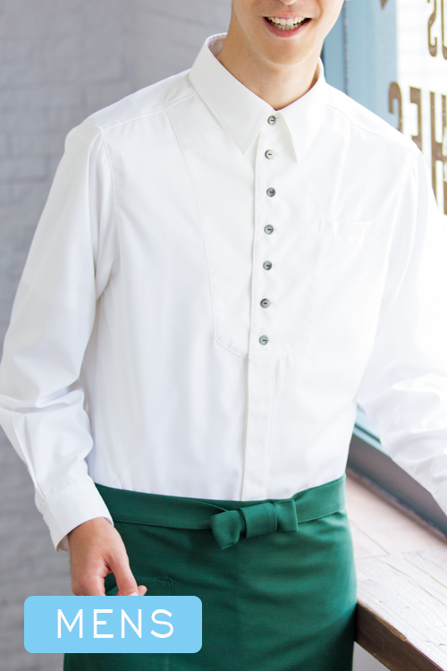 透けない白　長袖レギュラーカラーシャツ(男性用)
