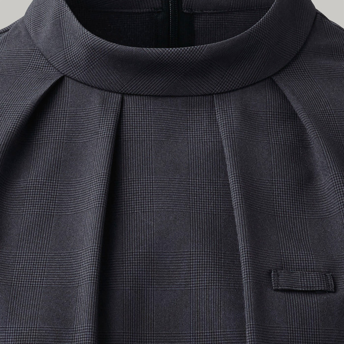 【ホテル・受付・接客制服】グレンチェック柄スタンドカラーブラウス2色【女性用】1枚着でもインナー使いでも スペック