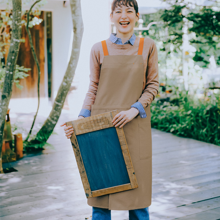 飲食店販売店制服 野菜や植物から染めた色 肩ひも配色H型エプロン【6色】 スペック