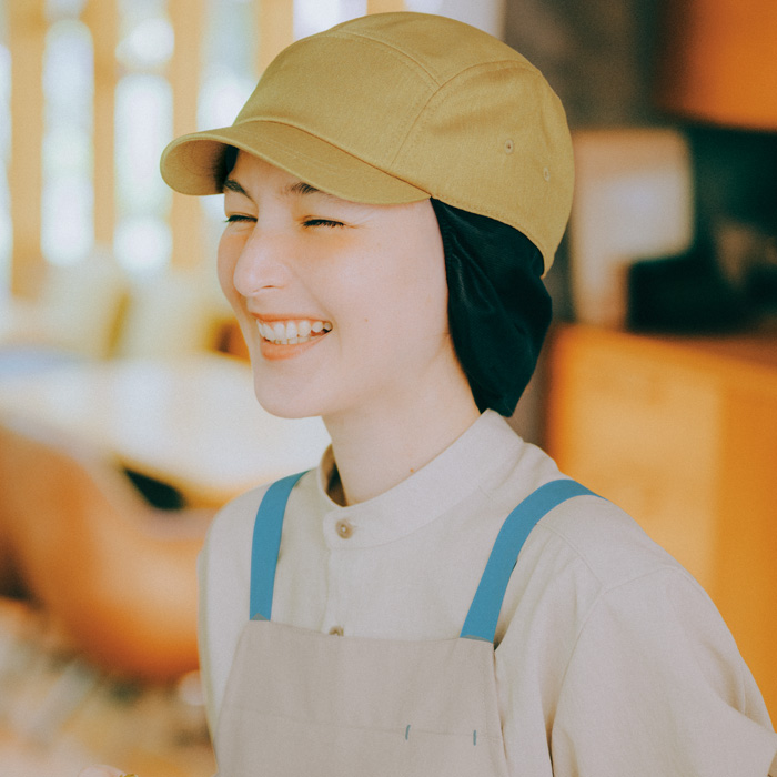 飲食店販売店制服　野菜や植物から染めた色　ネット付キャップ【7色】環境にも人の目にも優しい　スペック