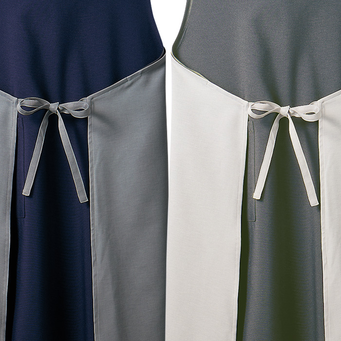 紡ぐ衣　胸付エプロン【兼用M/L】配色がアクセント　4通りの着こなしが可能　スペック