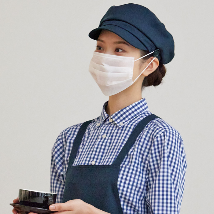 HACCP支援　マスク掛け&毛髪ネット付き　帽子【3色】兼用　モデル