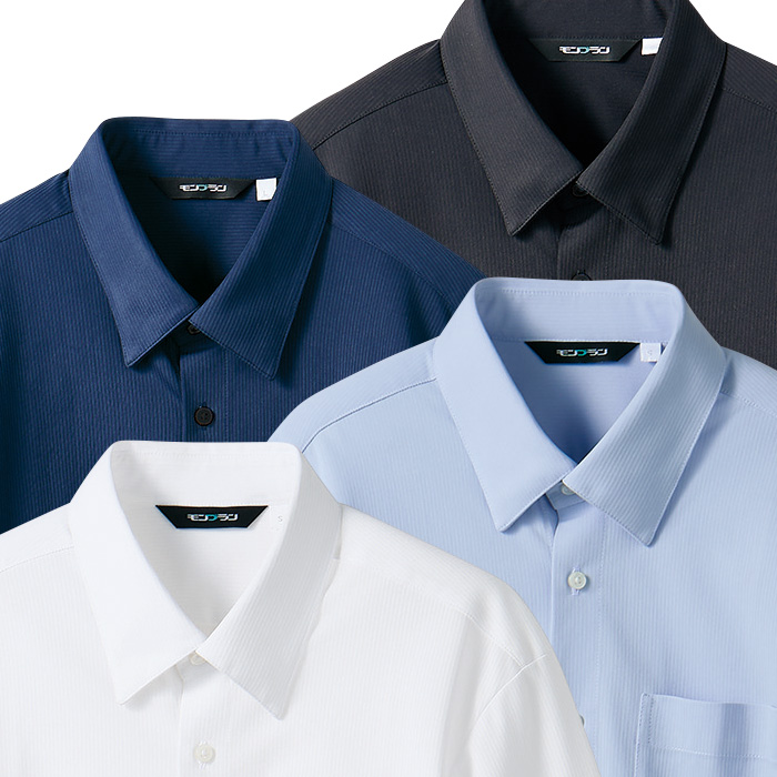 【飲食店販売店制服】比翼ボタンダウン長袖ニットシャツ4色【兼用】シワになりにくく、お手入れしやすい スペック