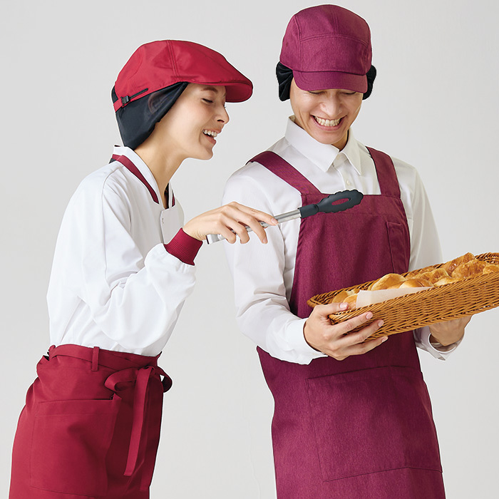 【飲食店販売店制服】袖リブで腕まくりできる　長袖コックコート【兼用】ストレッチニット素材　スペック