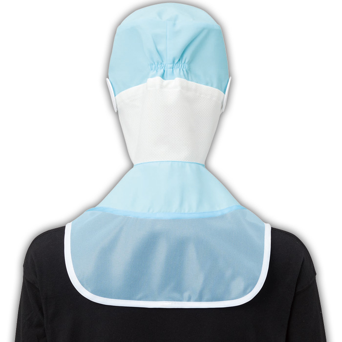 【食品工場制服衛生服】高温作業向け ロングフード帽【兼用】視認性が高いカラー展開　涼しい素材　スペック
