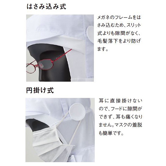 【食品工場制服衛生服】高温作業向け ロングフード帽【兼用】視認性が高いカラー展開　涼しい素材　スペック