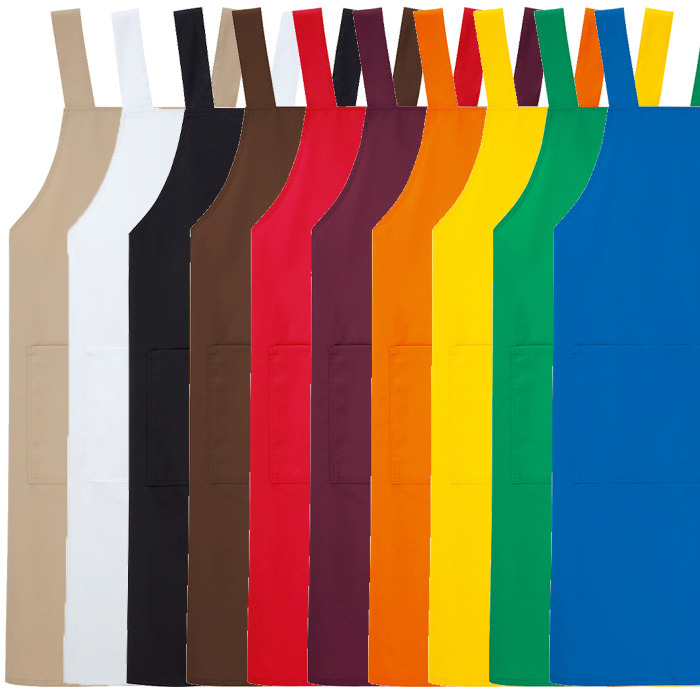 H形胸当てエプロン【10色M・L】撥水、軽くて丈夫な綿混素材　ウエスト105cmまで対応　スペック