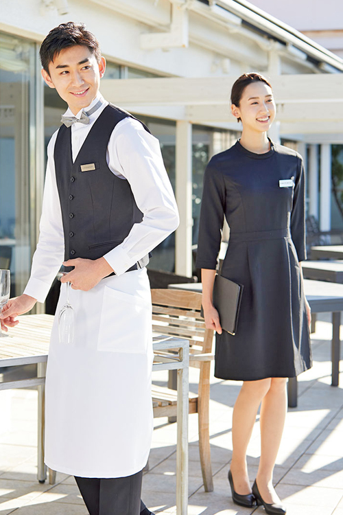 爽やかホテル、レストランスタイル　女性のワンピースがチャーミング  ホテル高級飲食店制服コーデ