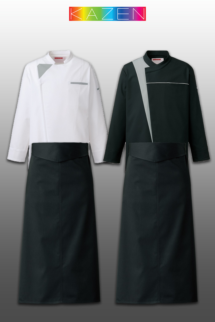 飲食店、サービス店制服ユニフォームはスタイリングから選ぶ　KAZEN New York” アート作品のようなデザインコックコート